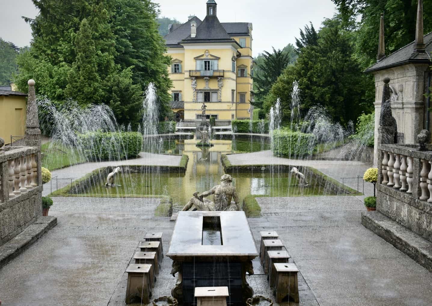 Trick Fountains at Hellbrunn Palace in Salzburg